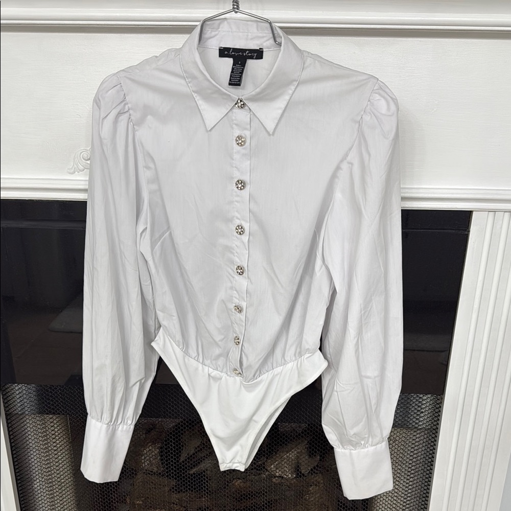White Button-Up Bodysuit
